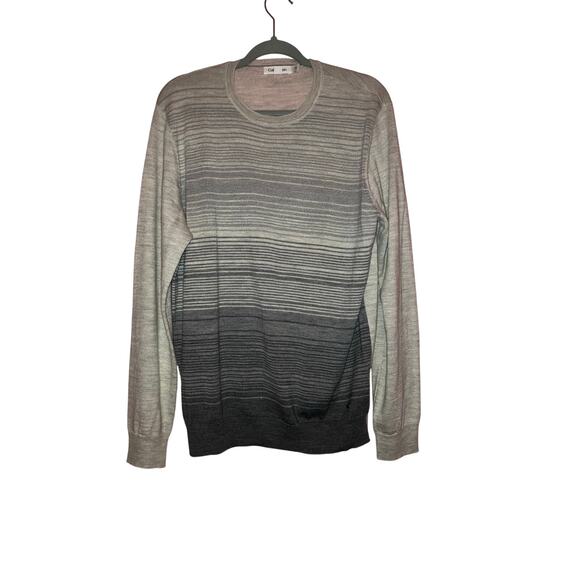 Calvin Klein grey striped mens wool blend size large sweater - Picture 1 of 7